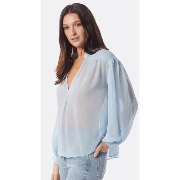 Joie lasha long sleeve 100% silk top light blue size Large and Medium, NWT - Picture 2 of 13